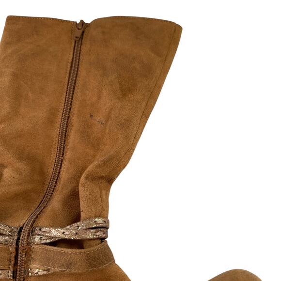 SO Jody Girl's Riding Boots Jody Chestnut US Girl's 5 Belt Detail Tall Western - Picture 2 of 5